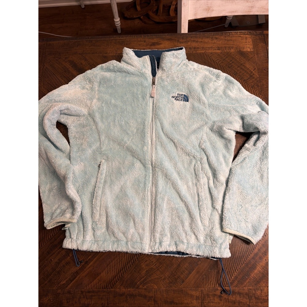 The North Face Womens Large Mint Green Osito Full Zip Fleece Jacket Soft Furry